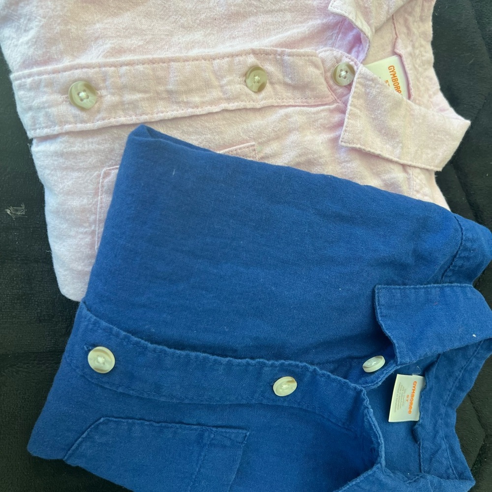 Gymboree Light Pink  and blue Linen-Blend Shirt set